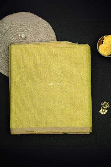 Lemon Yellow Resham Raw Silk Saree