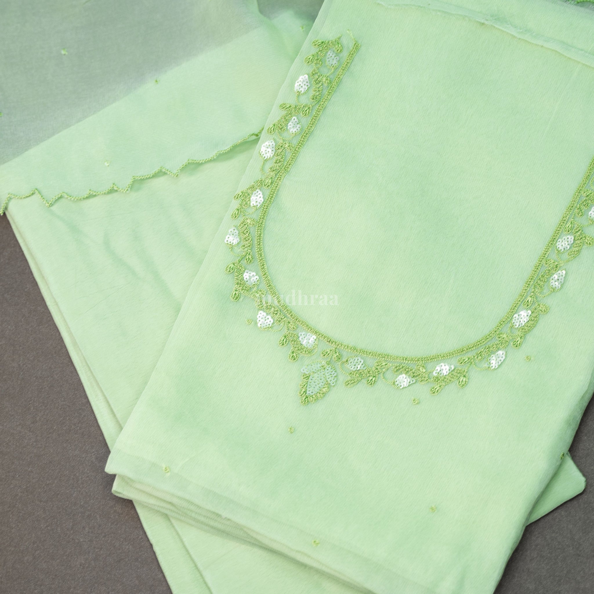 LIGHT GREEN PURE GEORGETTE SUIT SET