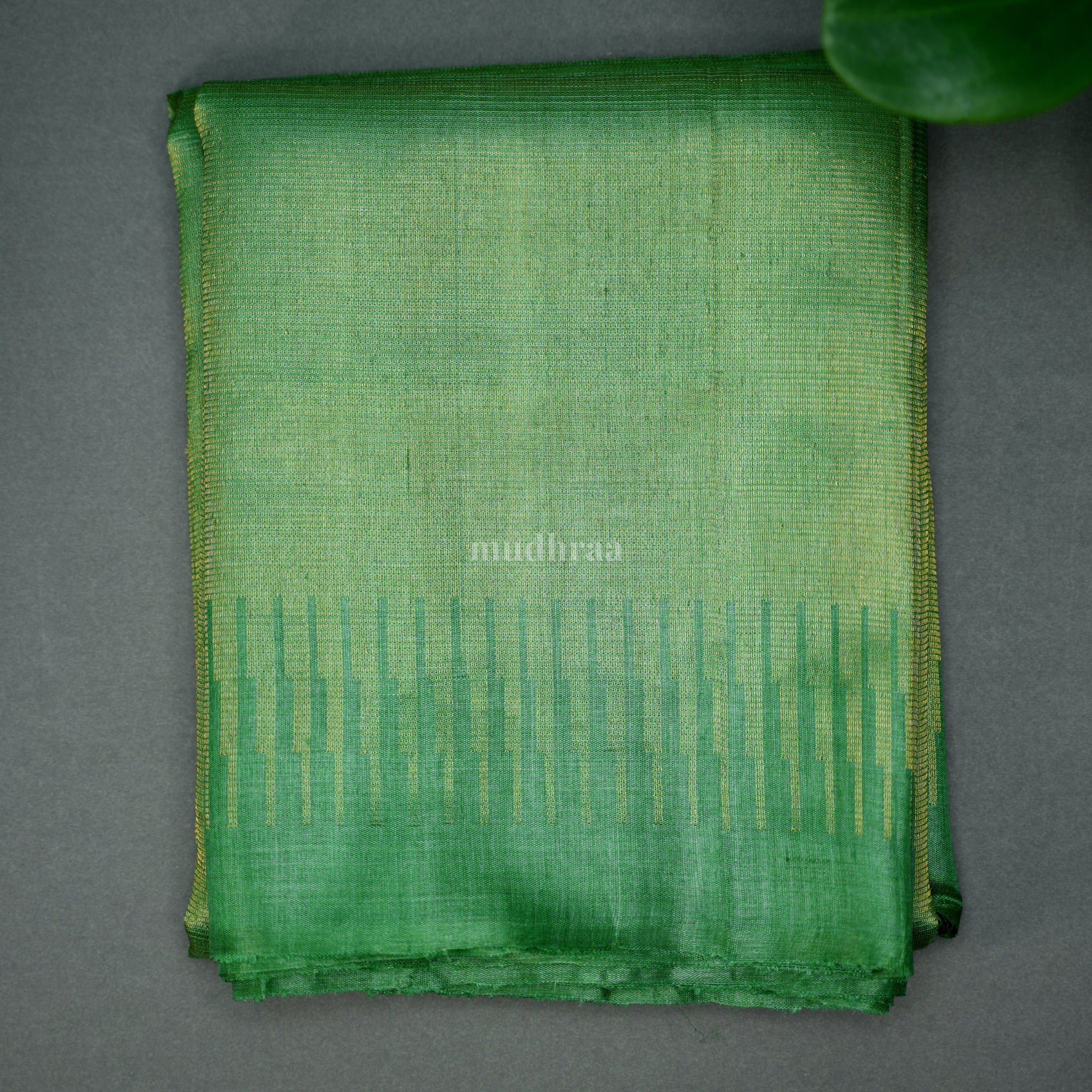 GOLDEN GREEN PURE TUSSAR SAREE