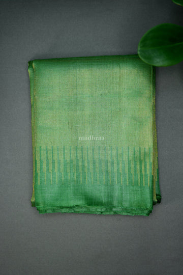 GOLDEN GREEN PURE TUSSAR SAREE