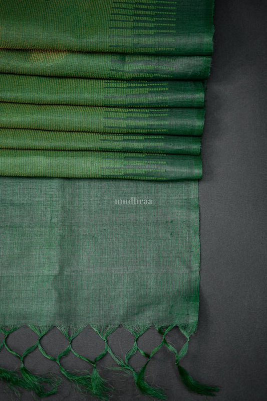 GOLDEN GREEN PURE TUSSAR SAREE