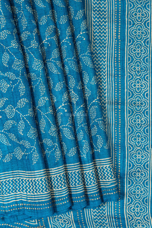 Blue Sapphire pure tussar silk saree