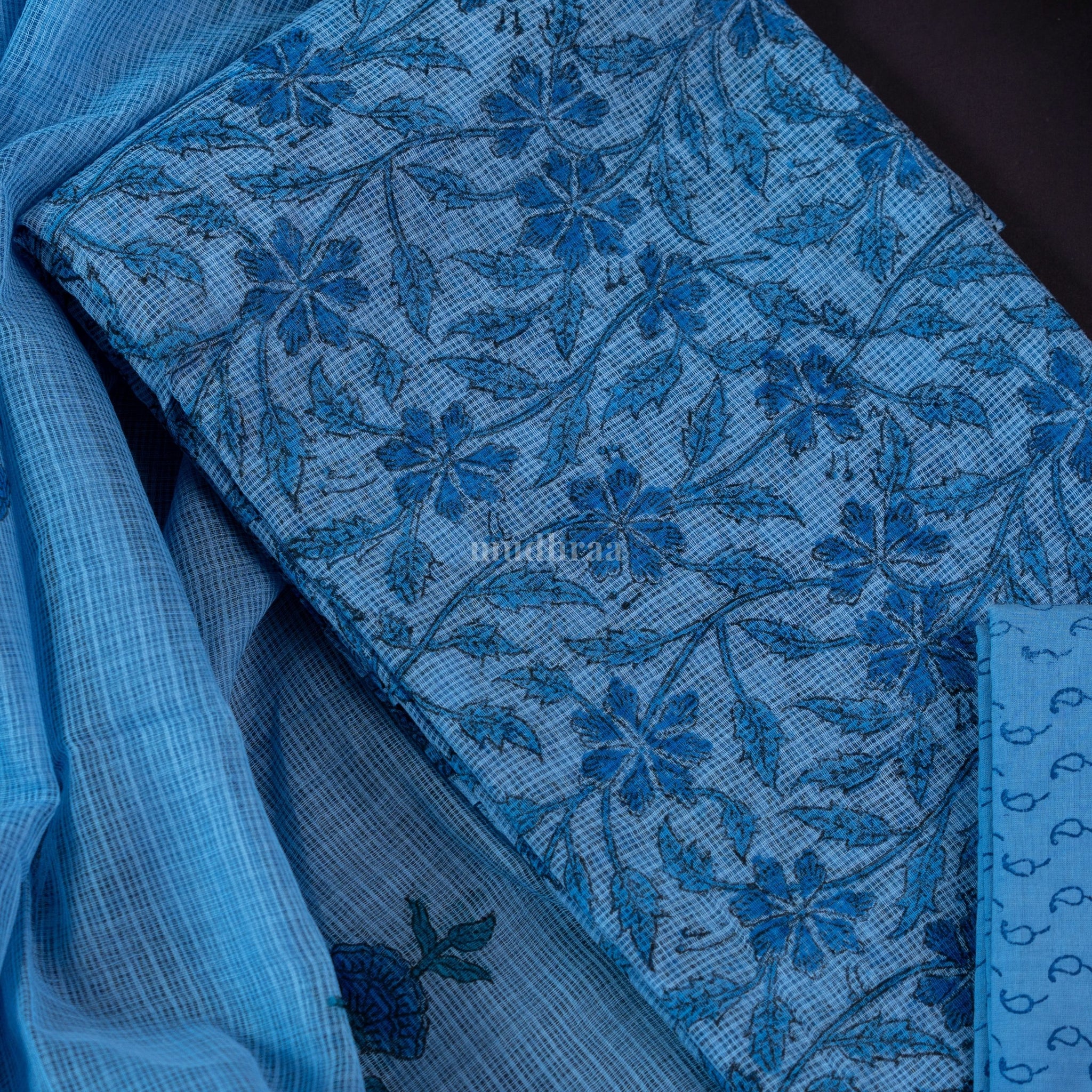 AZURE BLUE KOTA HANDBLOCK PRINTED SUIT SET