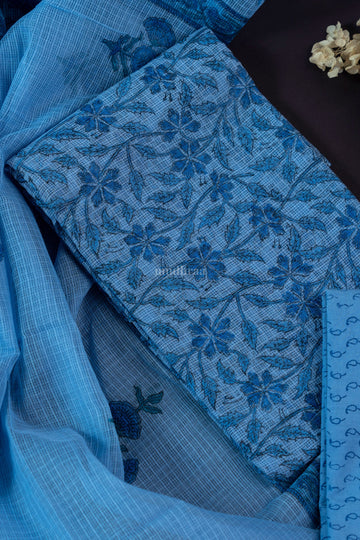 AZURE BLUE KOTA HANDBLOCK PRINTED SUIT SET