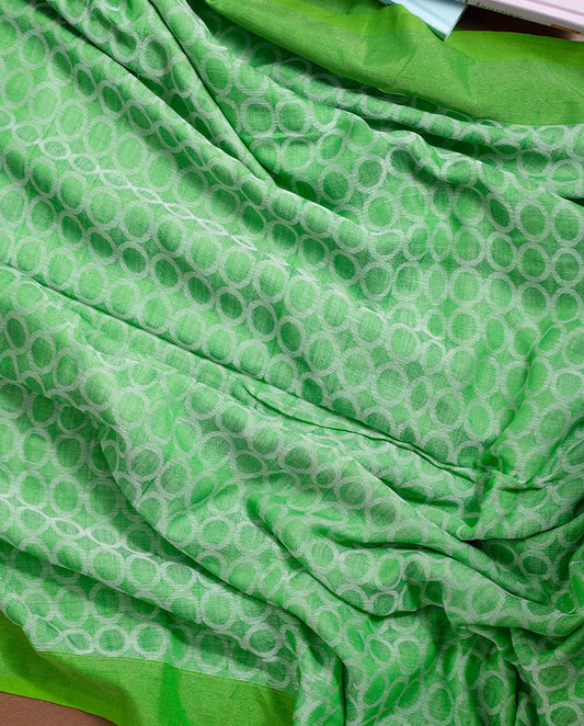 Green handwoven cotton saree