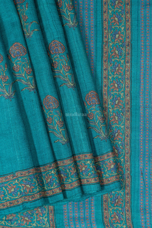 Metallic Seaweed pure tussar silk saree