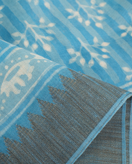 SKY BLUE CHANDERI JUTE SAREE