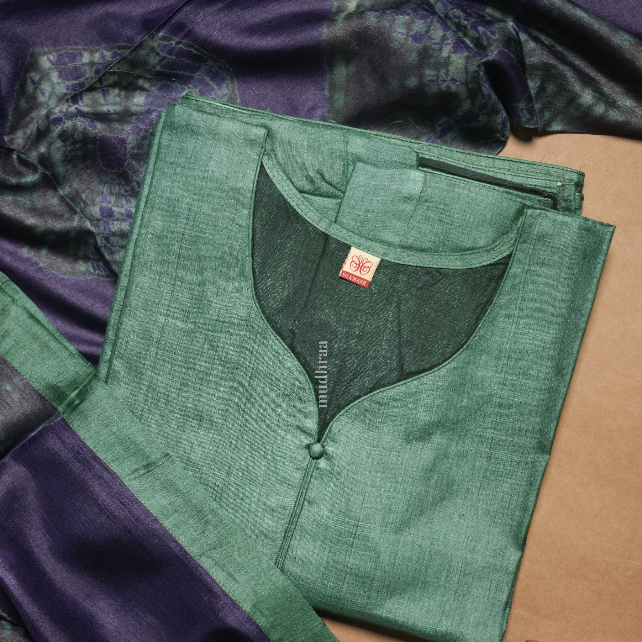 PINE & BLUE SEMI-STITCHED TUSSAR SUIT SET