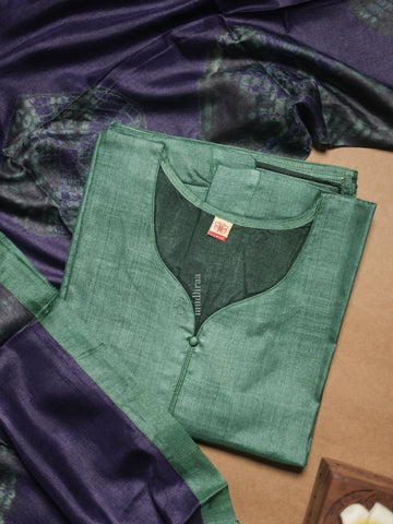 PINE & BLUE SEMI-STITCHED TUSSAR SUIT SET