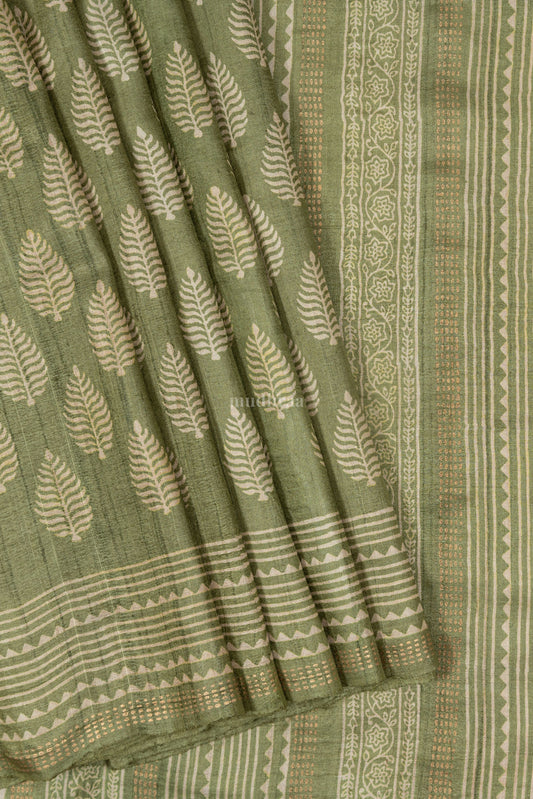 Pastel Green pure tussar silk saree