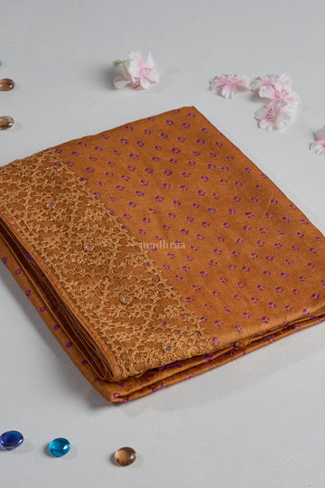 MUSTARD KUTCH EMBROIDERED BANDHANI TUSSAR SAREE