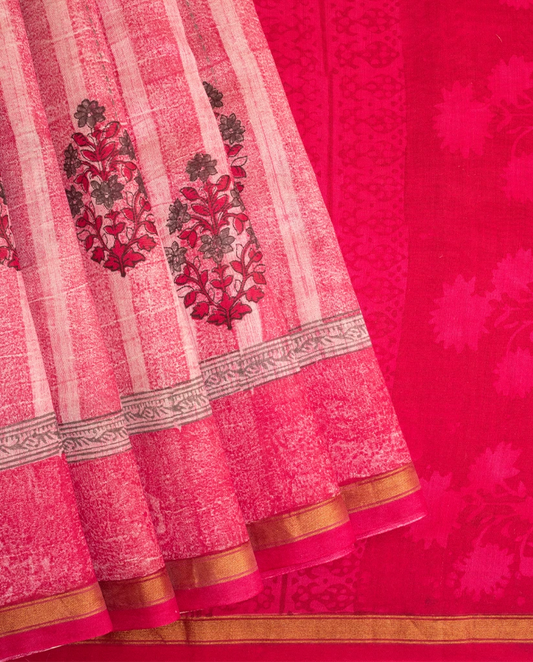 DARK PINK CHANDERI KANTHA SAREE