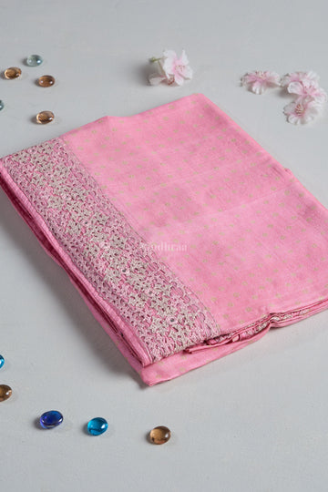 COTTON CANDY KUTCH EMBROIDERED BANDHANI TUSSAR SAREE