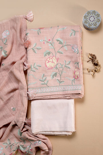 Pink Khadi Embroidered Suit Set