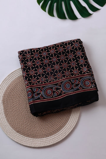 BLACK AJRAKH PRINTED MODAL SAREE