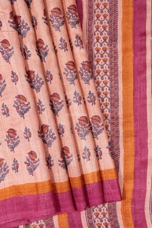 Sandy Beige pure tussar silk saree