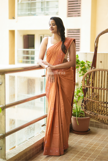 RUST ORANGE KUTCH TUSSAR SAREE
