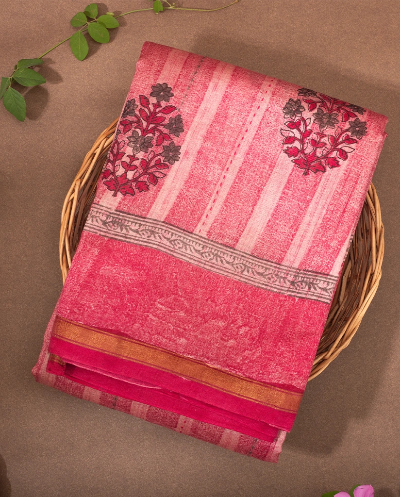 DARK PINK CHANDERI KANTHA SAREE