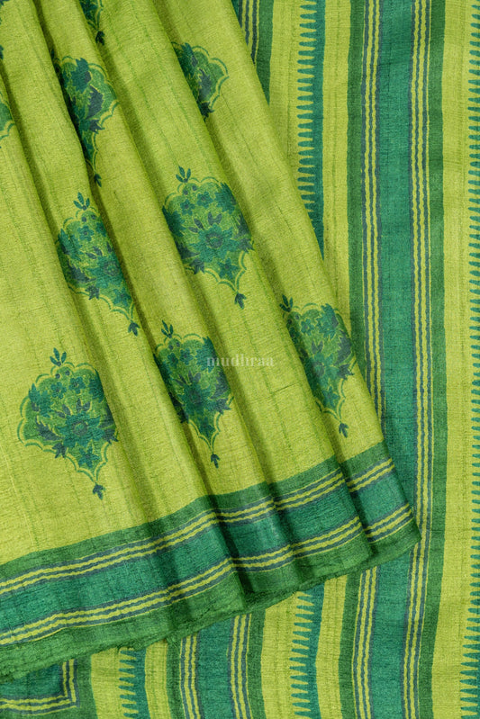 Mint Green pure tussar silk saree