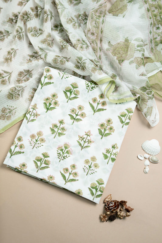 Light Green Kota Tepchi Chikankari Suit Set