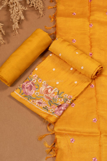 HONEY YELLOW PARSI TUSSAR SUIT SET