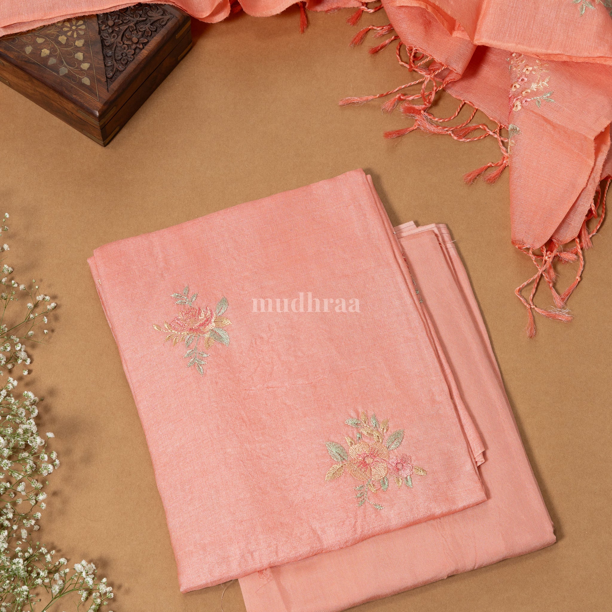 Peach garden tussar suit set