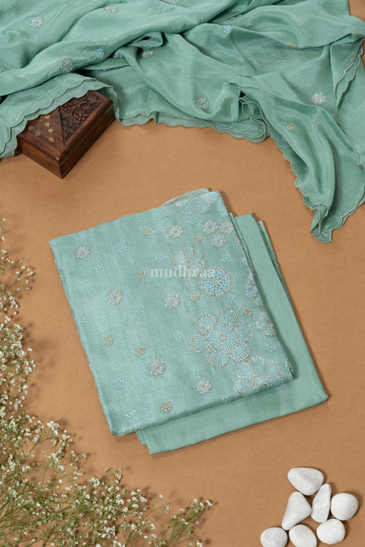 Tiffany blue Kota tussar suit set