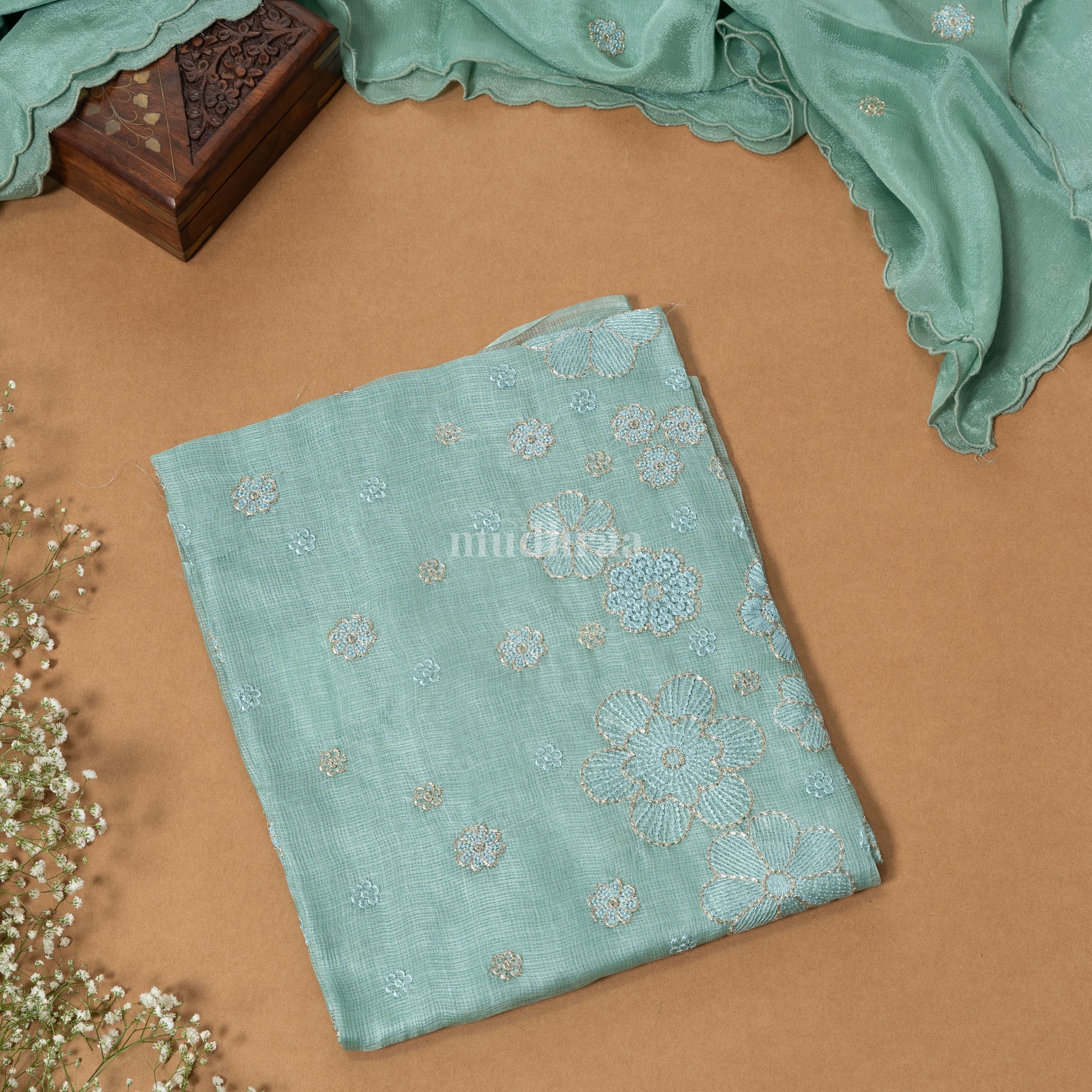 Tiffany blue Kota tussar suit set