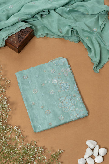 Tiffany blue Kota tussar suit set