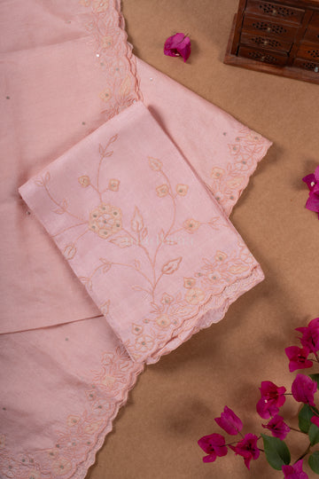 PASTEL PINK APPLIQUE TUSSAR SILK SUIT