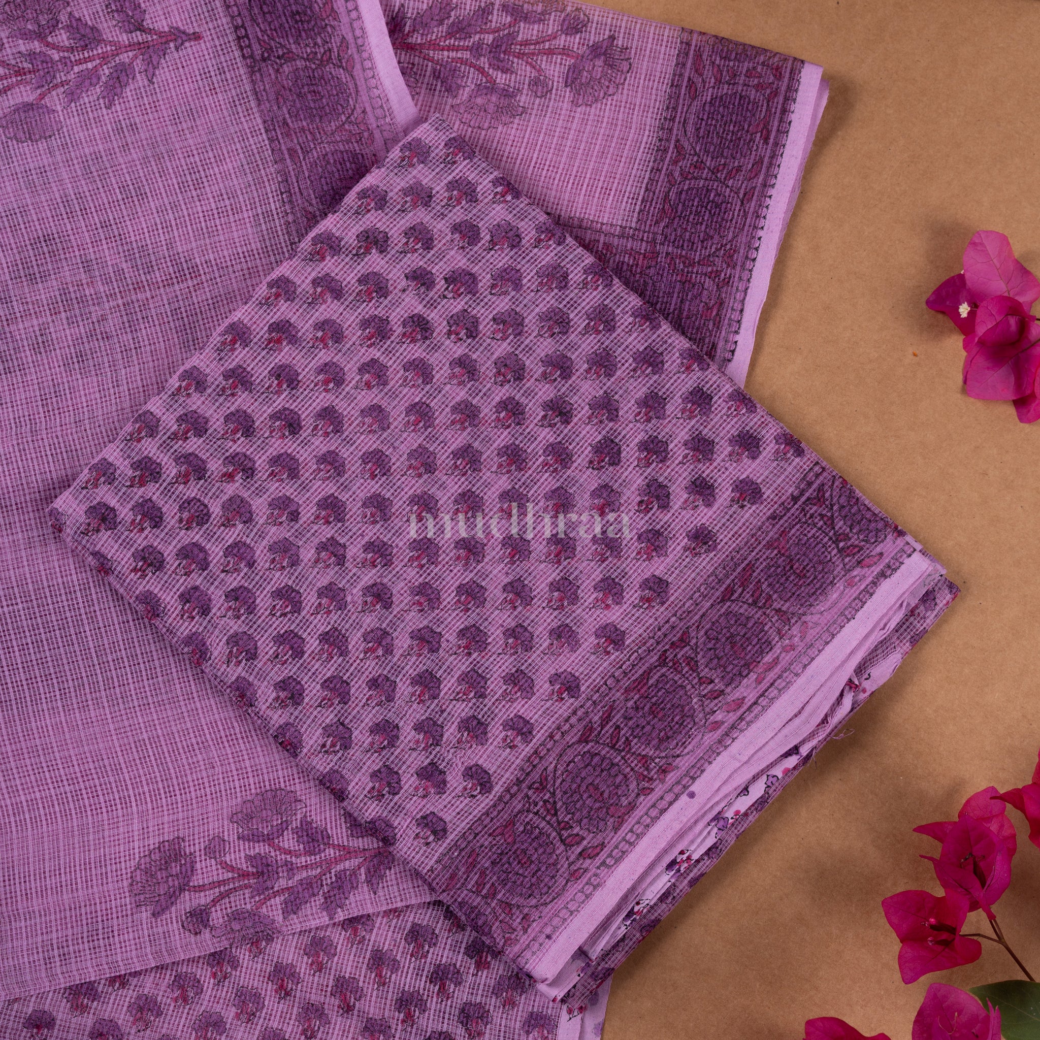 LAVENDER HAND BLOCK PRINTED KOTA COTTON SUIT SET