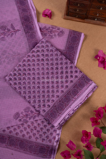 LAVENDER HAND BLOCK PRINTED KOTA COTTON SUIT SET