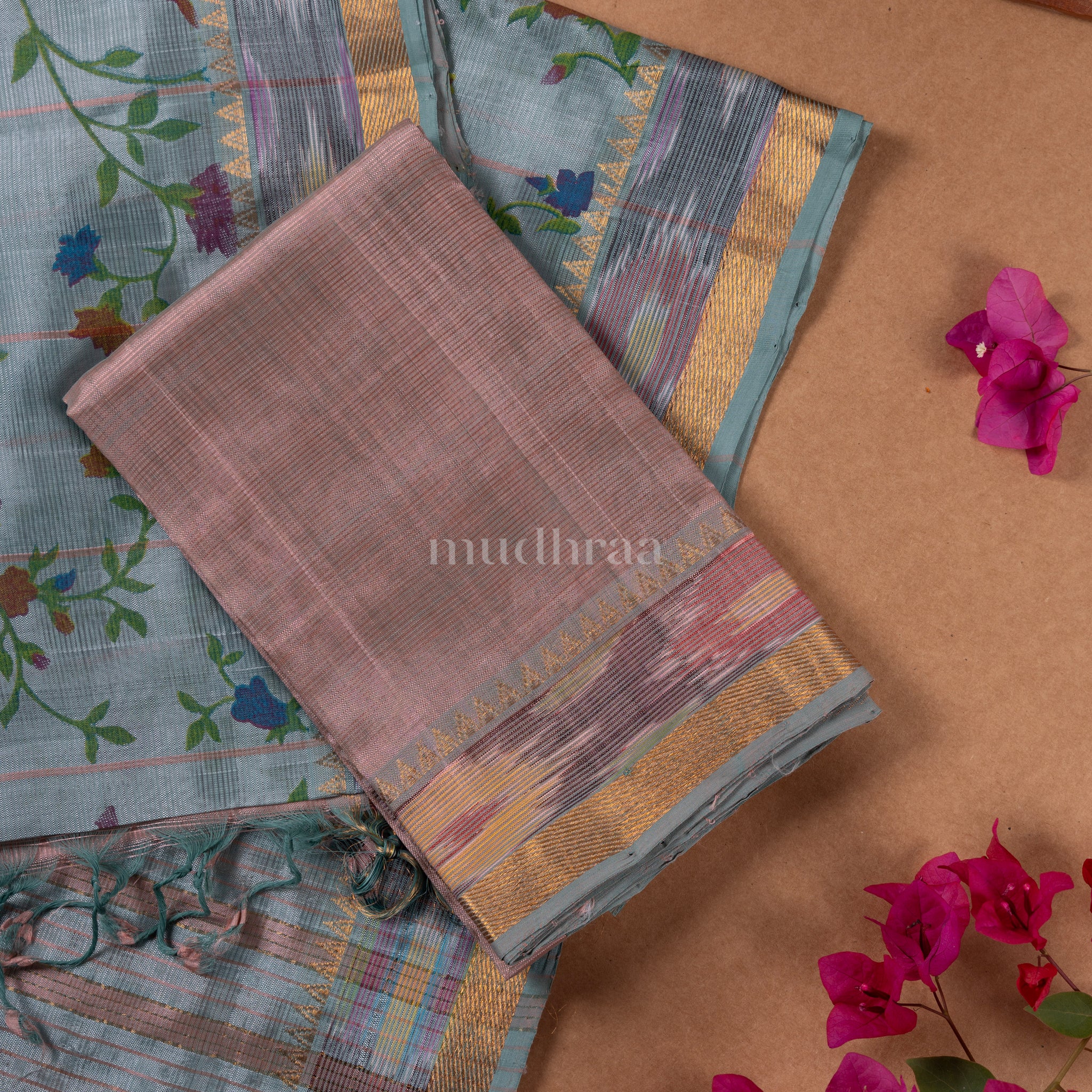 DUSTY ROSE HANDWOVEN MANGALGIRI SILK SUIT SET