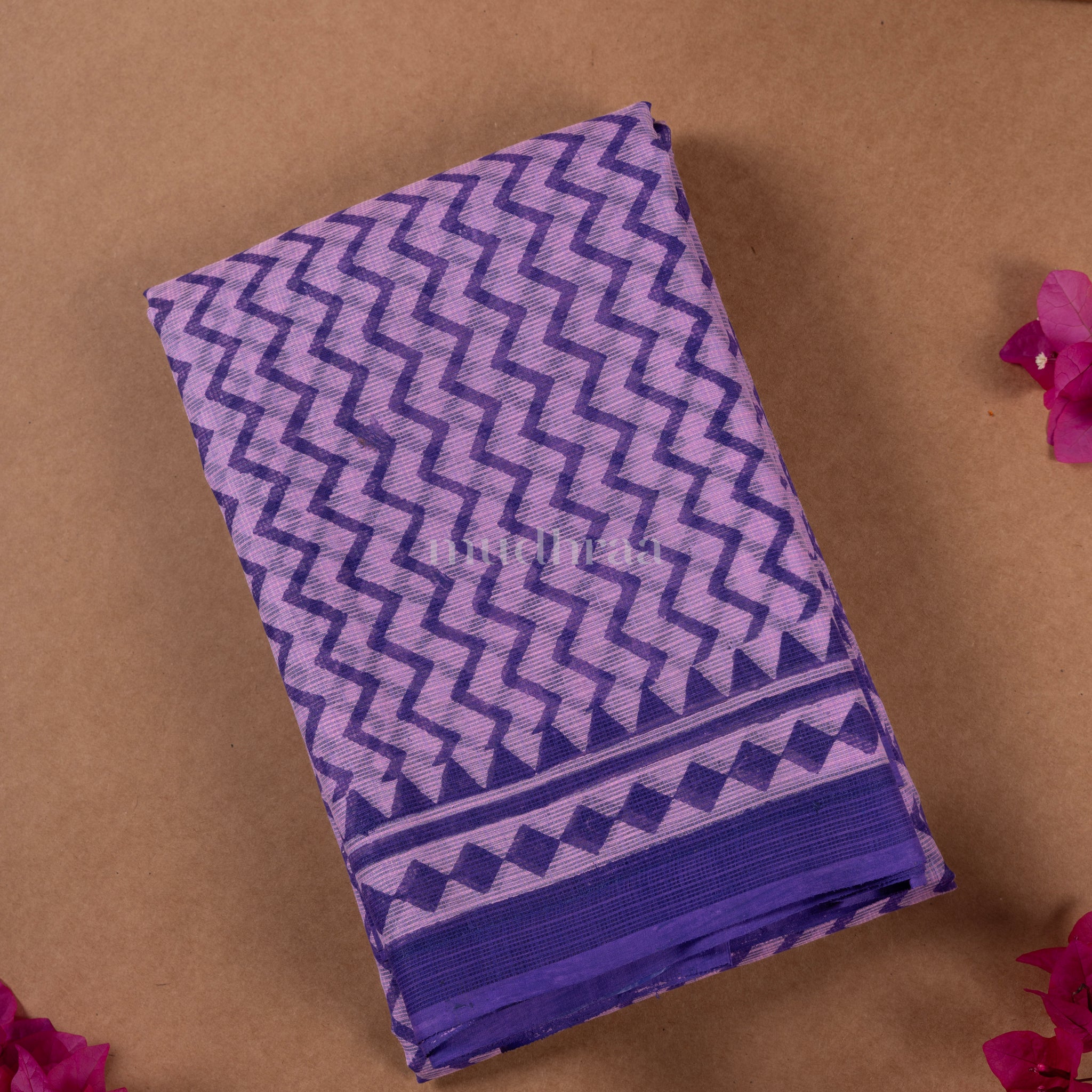 VIOLET BLUE KOTA COTTON SAREE