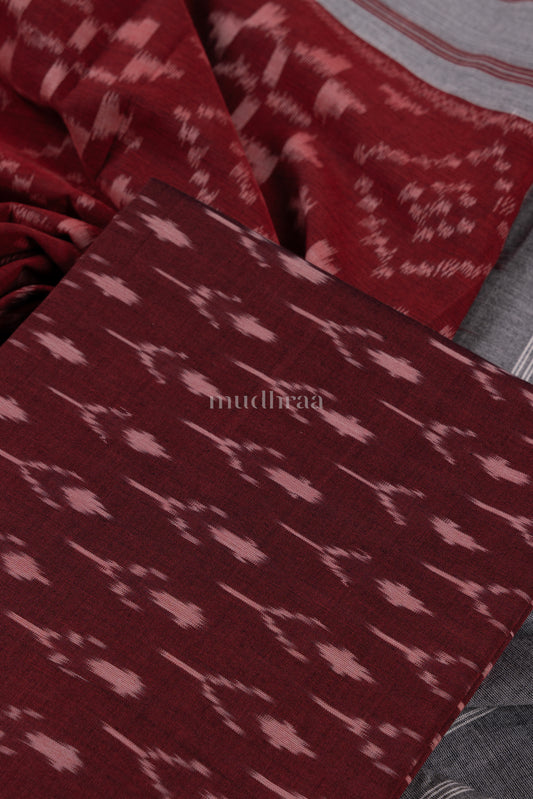 MAROON IKKAT COTTON SUIT SET