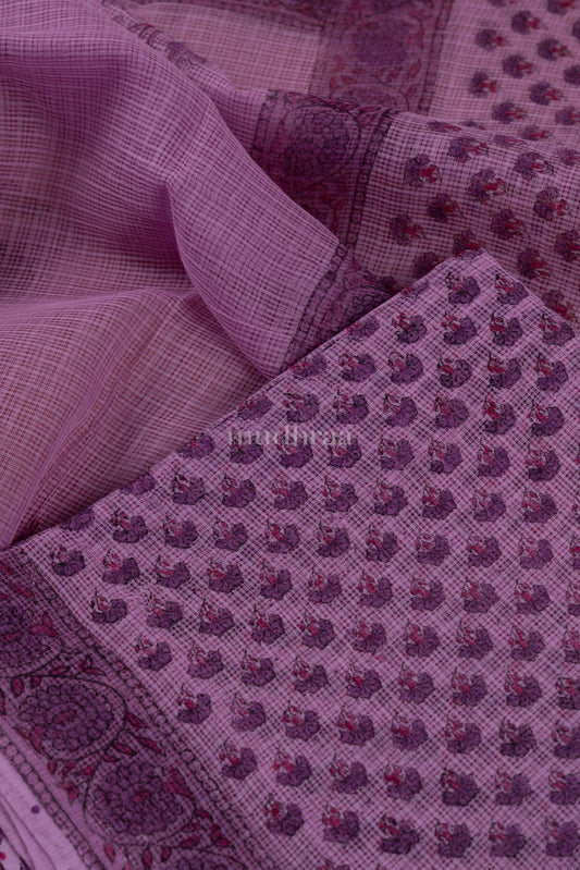 LAVENDER HAND BLOCK PRINTED KOTA COTTON SUIT SET