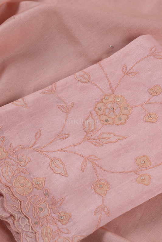 PASTEL PINK APPLIQUE TUSSAR SILK SUIT