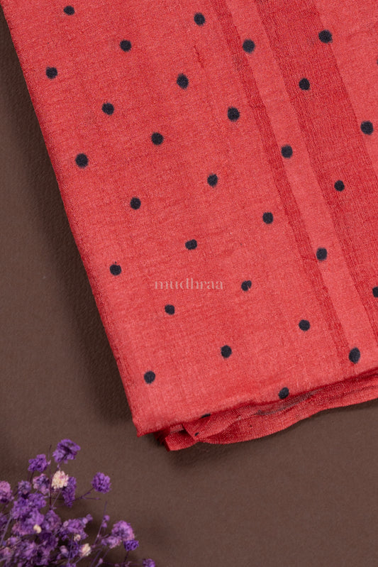 RED & GREY POLKA TUSSAR SUIT SET