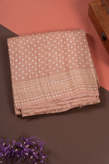 LIGHT TAUPE POLKA TUSSAR SAREE