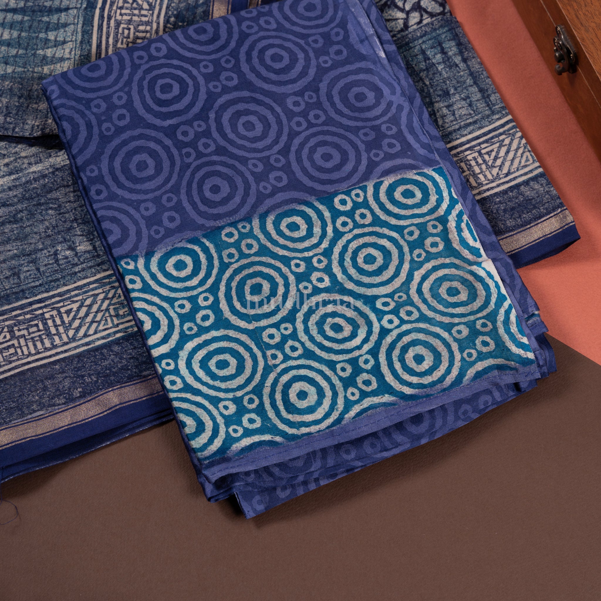 VIOLET & BLUE CHANDERI SUIT SET