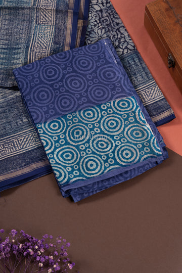 VIOLET & BLUE CHANDERI SUIT SET