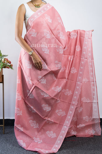 BUBBLEGUM PINK KOTA COTTON SAREE