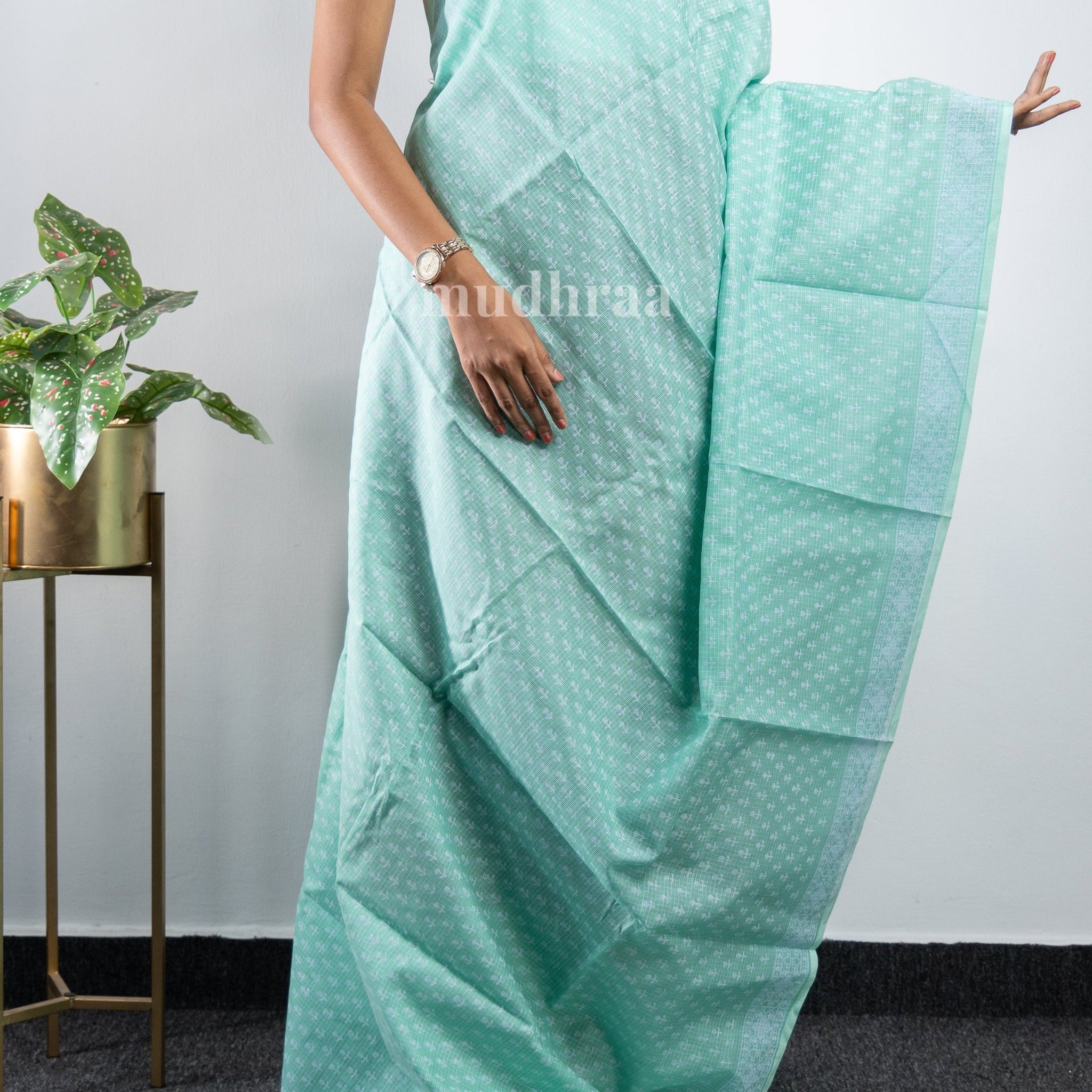 AQUA GREEN KOTA COTTON SAREE