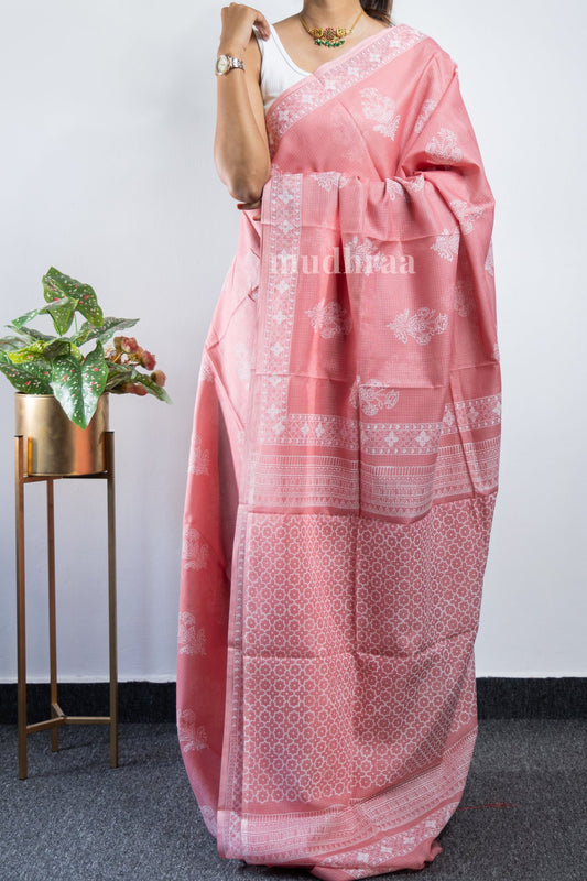 BUBBLEGUM PINK KOTA COTTON SAREE