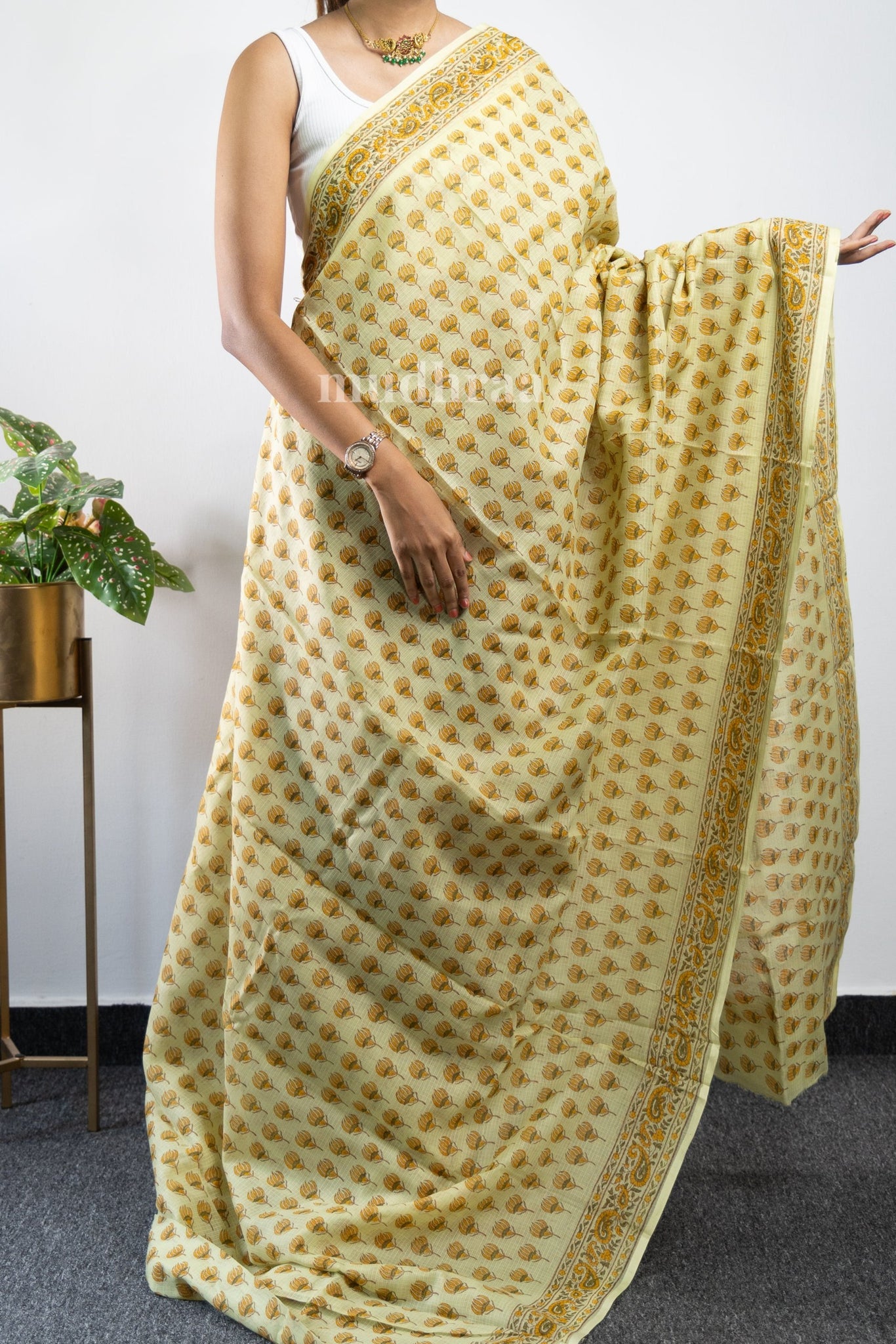 PASTEL YELLOW KOTA COTTON SAREE