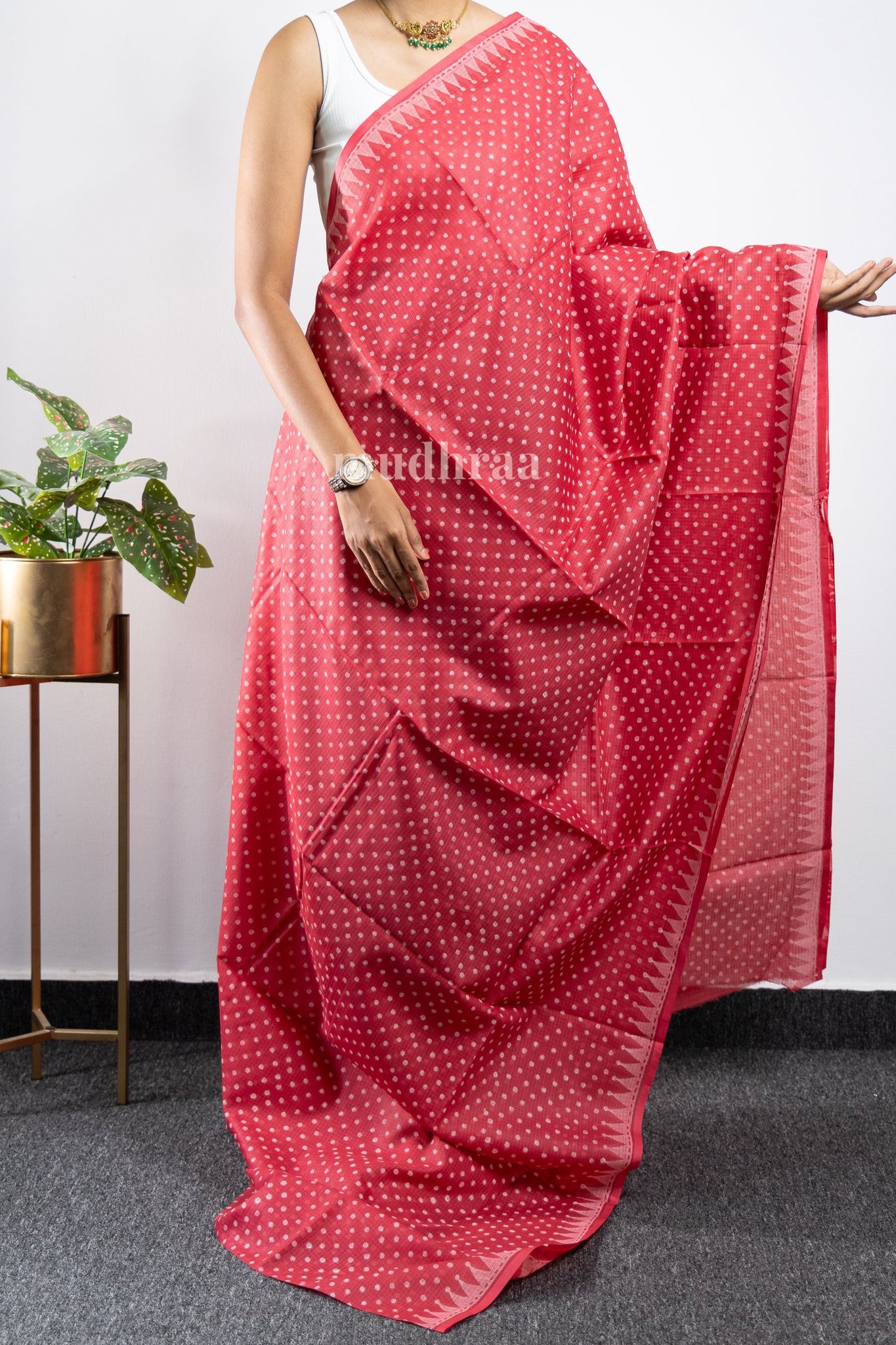 ROSE POLKA KOTA COTTON SAREE