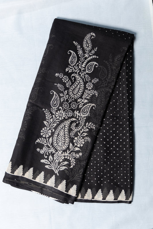 Black kota cotton saree