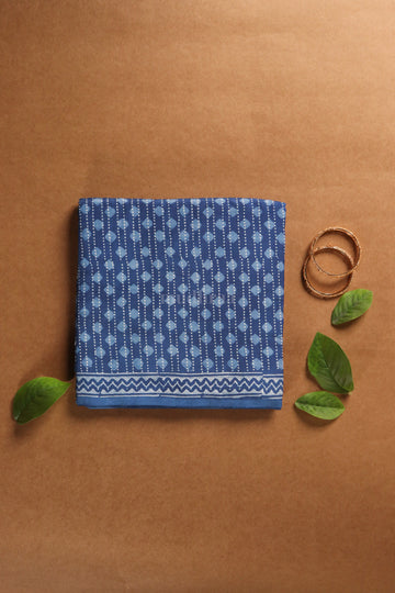 INDIGO GEOMETRIC EUCALYPTUS FIBRE SAREE