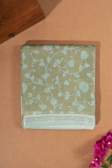 Tea Green Chanderi Silk Saree