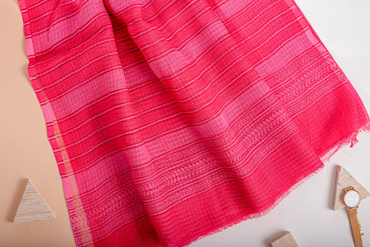 magenta handblocked kota cotton saree